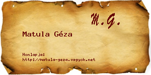 Matula Géza névjegykártya