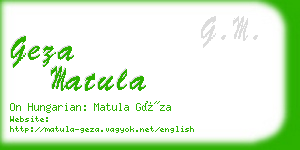 geza matula business card